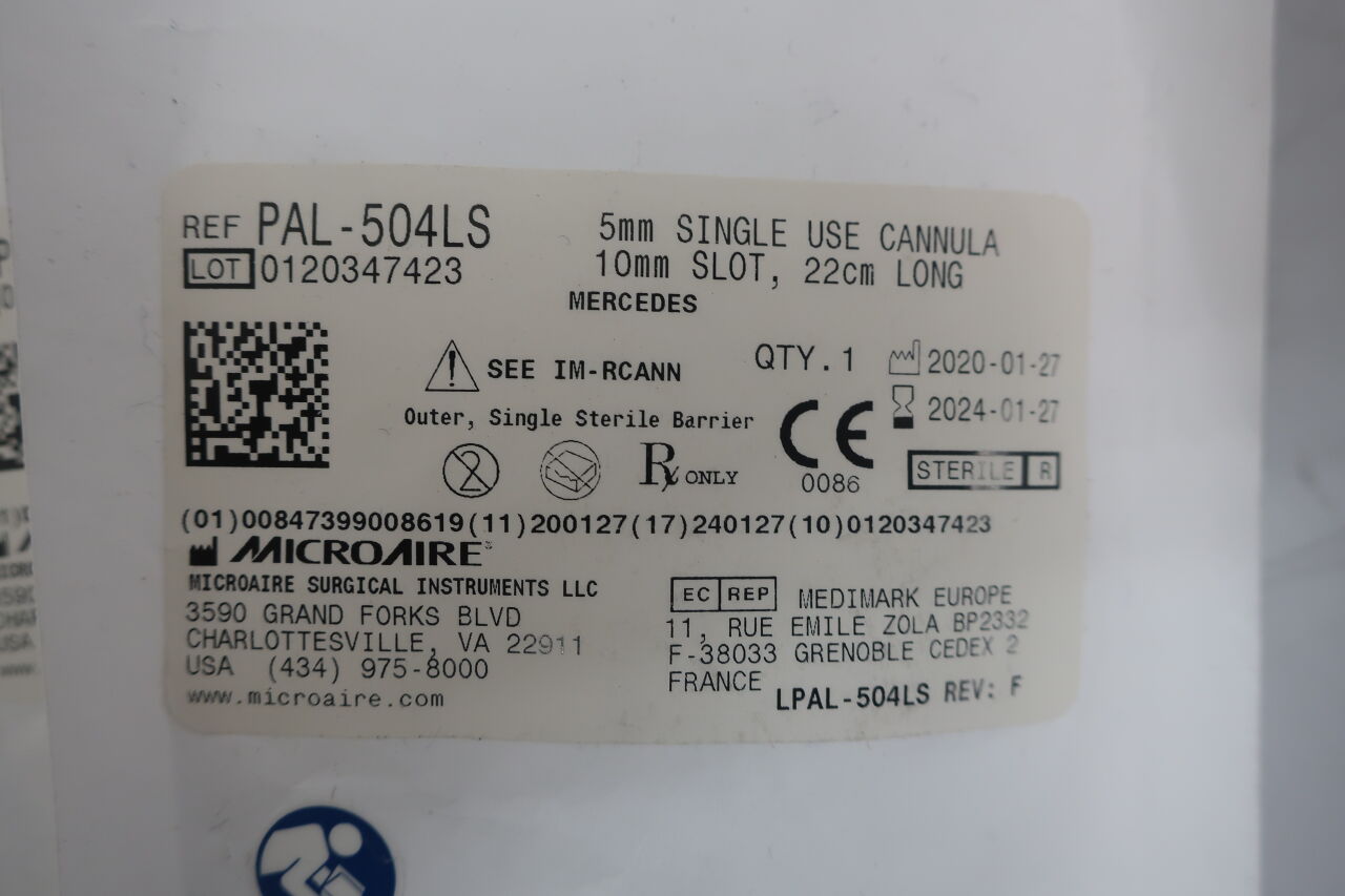 PAL-504LS - MICRO-AIRE - Mercedes cannula, 5mm, 10mm slot, 22cm long, (EA) - ( Expiry Date: 2024-01-10 )