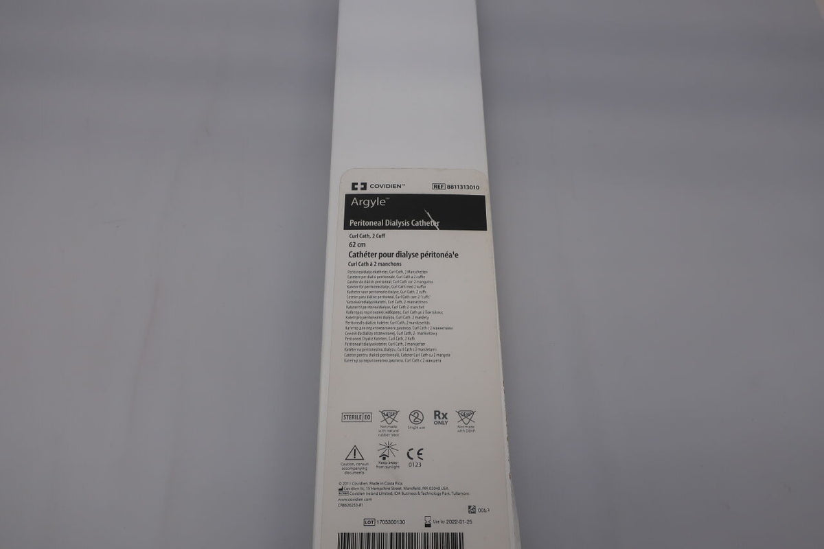 8811313010 - COVIDIEN - Argyle Peritoneal Dialysis Catheter, Curl Cath, 2 Cuffs, 62 cm Length, (BX/1)