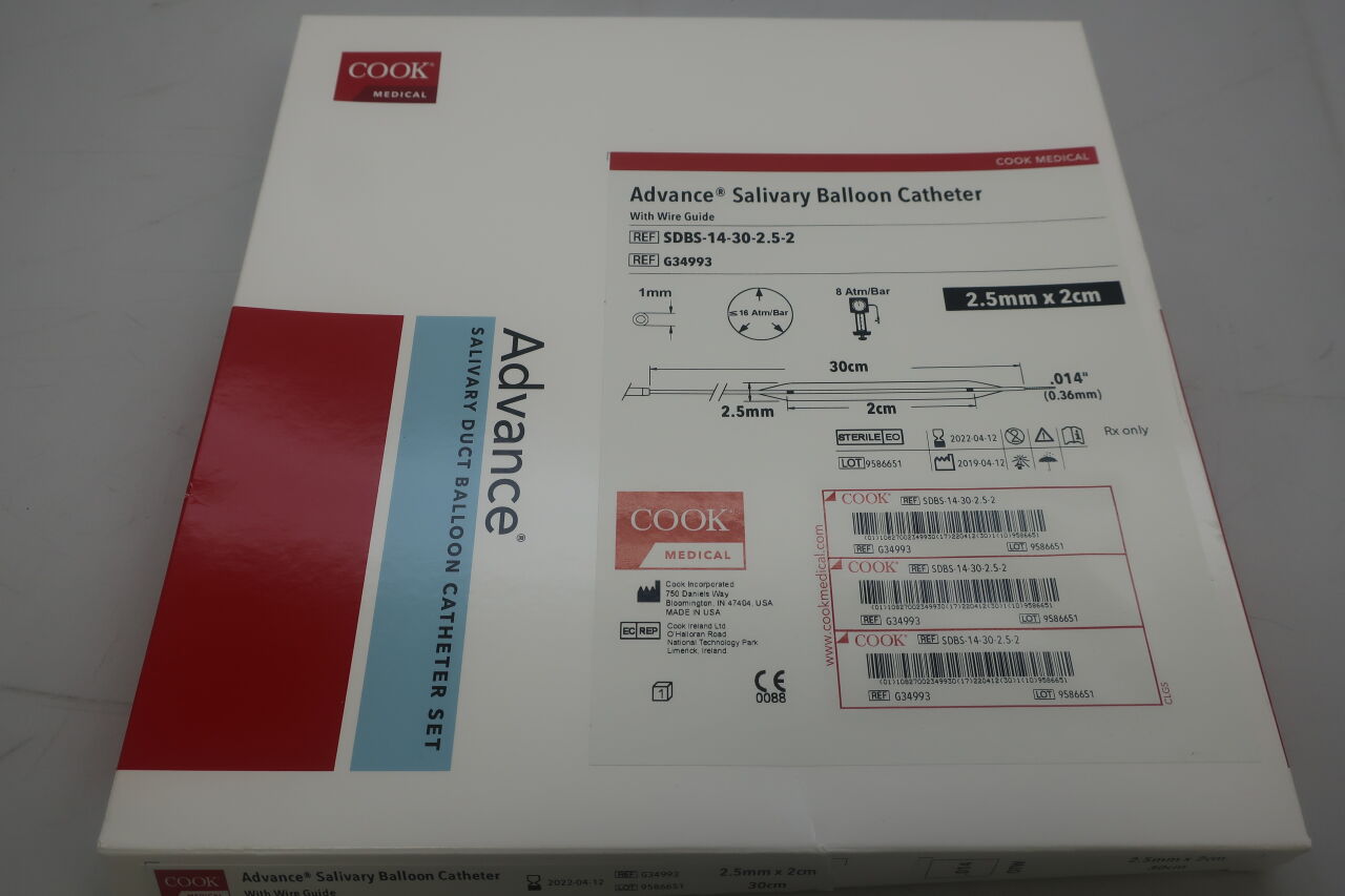 G34993 - COOK - Advance Salivary Balloon Catheter with wire guide, 2.5mm X 2mm, 30cm length, (BX/1) - ( Expiry Date: 2022-04-12 )