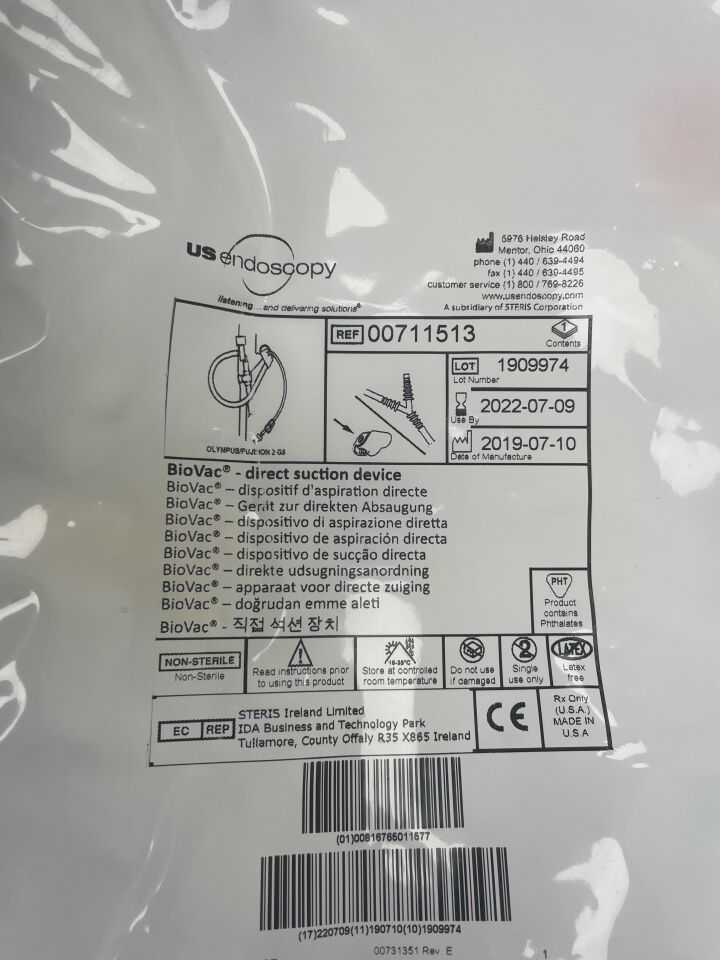 00711513 - US ENDOSCOPY - BioVac direct suction device, W/Y-PORT OLYMPUS/FUJINON, () - ( Expiry Date: 2022-07-09 )