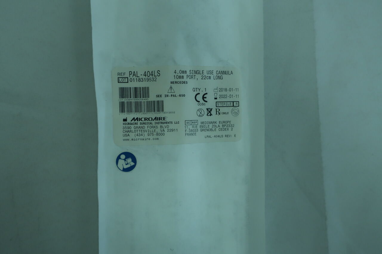 PAL-404LS - MICRO-AIRE - Mercedes Cannula 4.0mm, 1033 Port, 22cm long, (EA) - ( Expiry Date: 2022-03-13 )