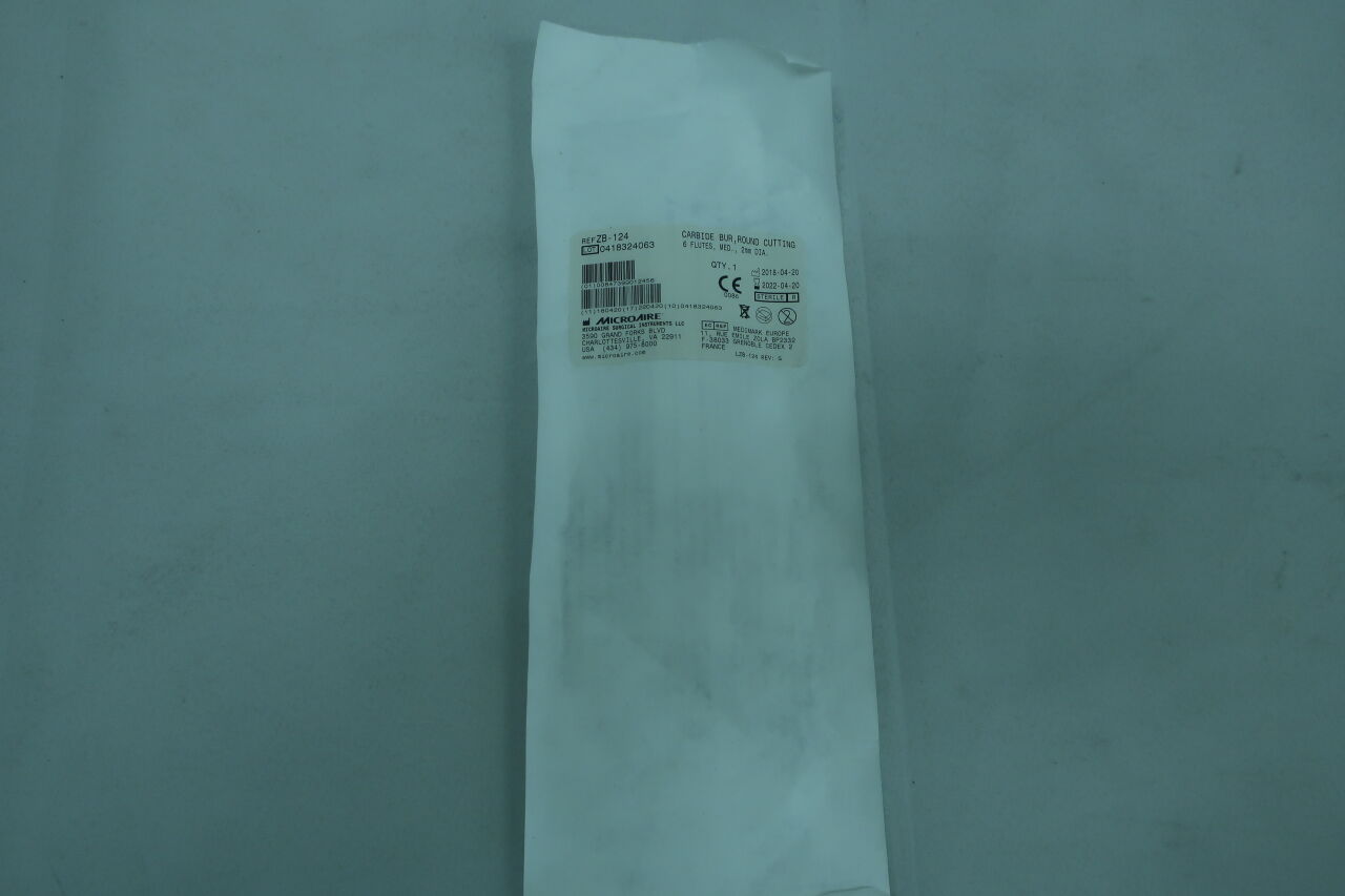 ZB-124 - MICRO-AIRE - CARBIDE BUR,ROUND CUTTING, 6 FLUTES, MED., 2mm DIA., (EA) - ( Expiry Date: 2024-03-02 )