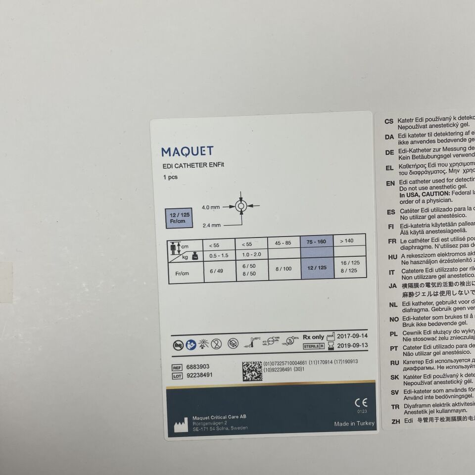 6883903 - MAQUET - Edi Catheter ENFit 12Fr/125 cm, (BX/1) - ( Expiry Date: 2019-09-13 )
