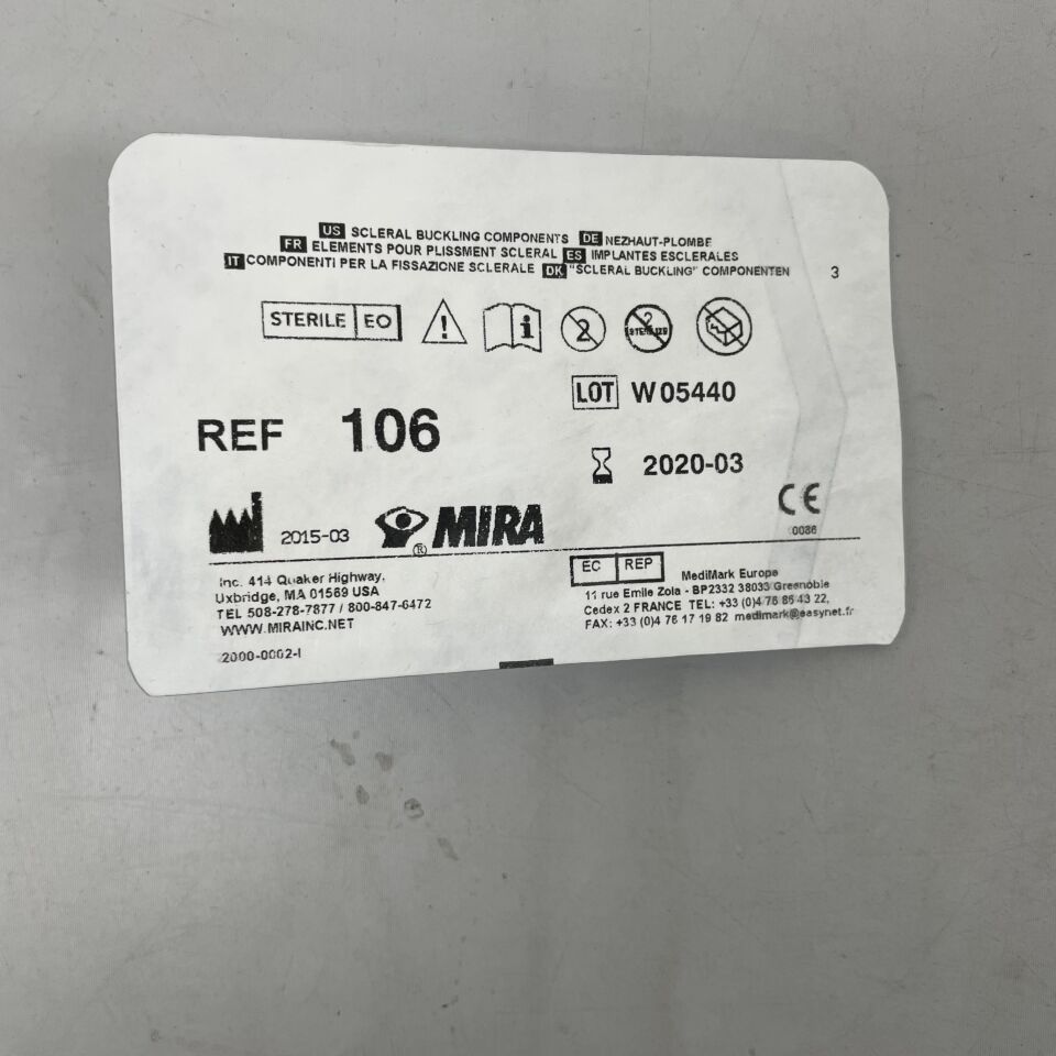 106 - MIRA - SCLERAL BUCKLING COMPONENT, meridonals, (EA) - ( Expiry Date: 2020-03-01 )