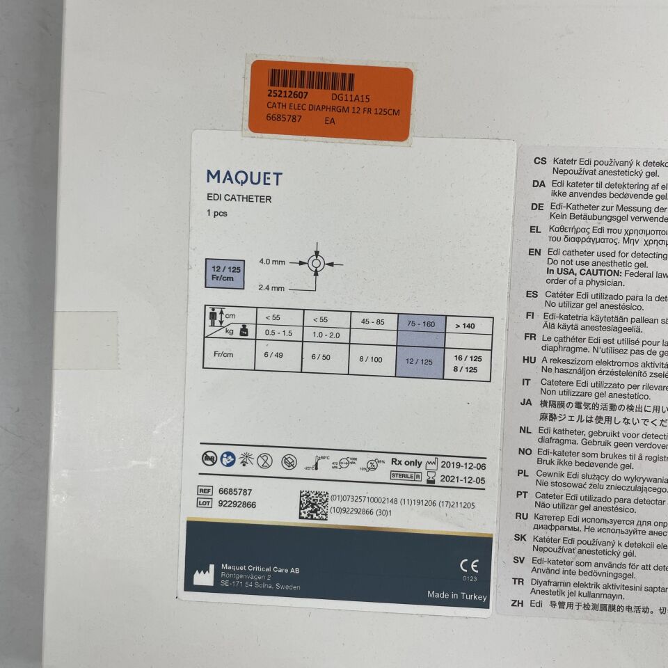 6685787 - MAQUET - Edi Catheter, 12Fr/125cm
, () - ( Expiry Date: 2021-12-05 )