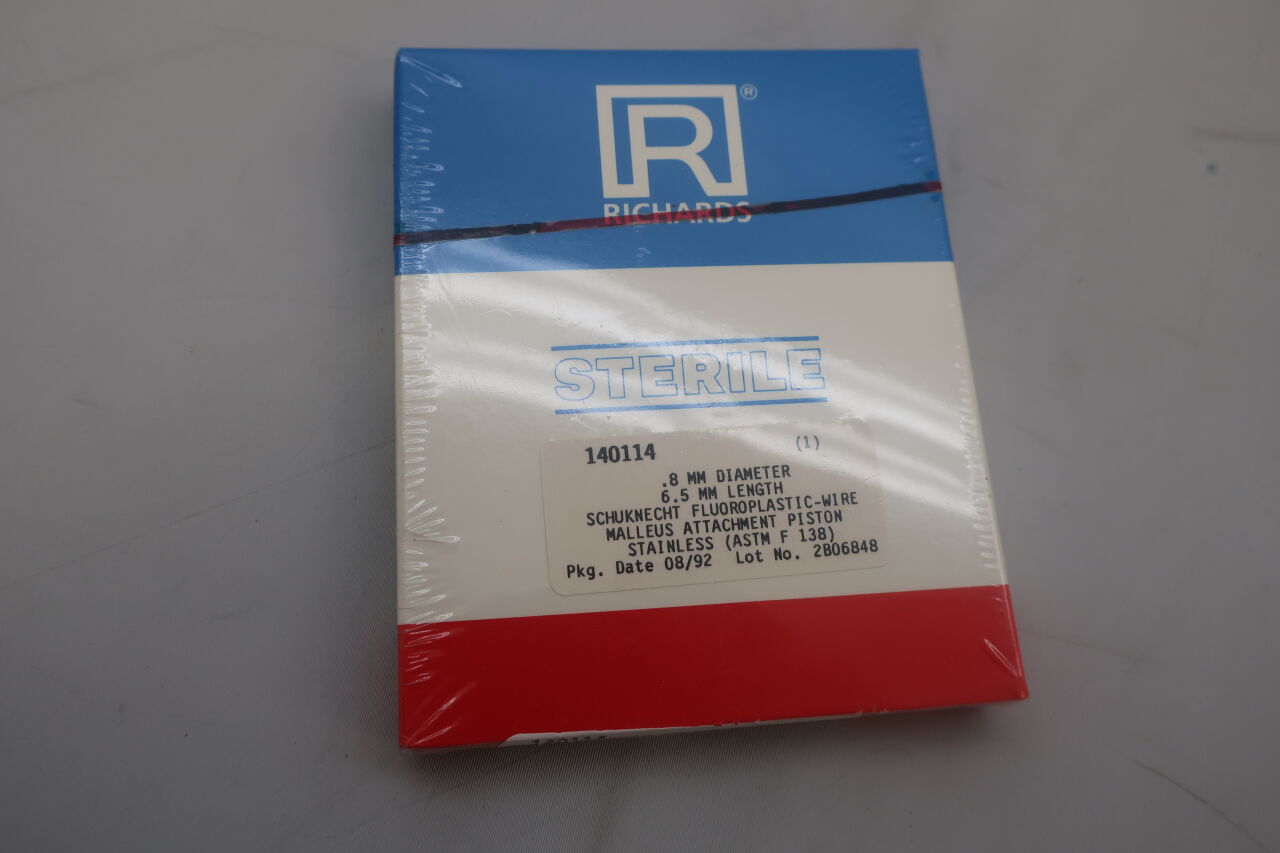 140114 - RICHARDS - SCHUKNECHT FLUOROPLASTIC-WIRE, Malleus Attachment Piston, .8mm dia x 6.5mm length, (BX/1) - ( Expiry Date: 2022-06-26 )