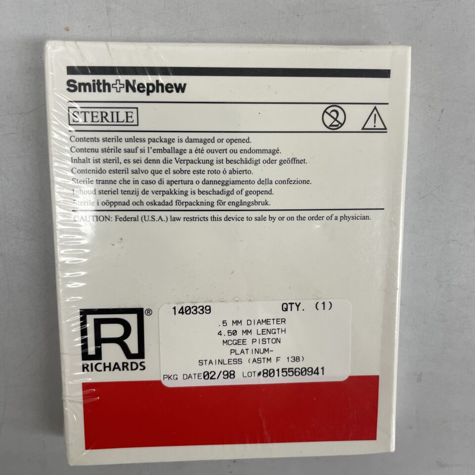 140339 - RICHARDS - MCGEE PISTON Platinum, .5mm diameter, 4.50mm length, (BX/1) - ( Expiry Date: 2022-06-29 )