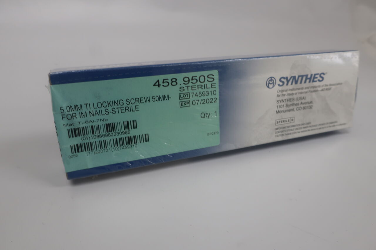 458.950S - SYNTHES - LOCKING SCREW, titanium, 5.0mm x 50mm FOR IM NAILS, (BX/1) - ( Expiry Date: 2022-07-31 )