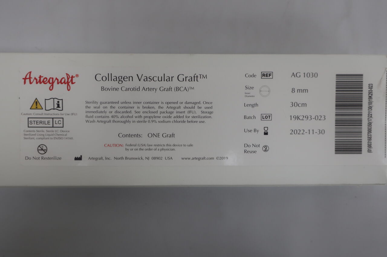 AG1030 - LEMAITRE - Artegraft Collagen Vascular Graft 8mm x 32cm
, () - ( Expiry Date: 2022-09-30 )