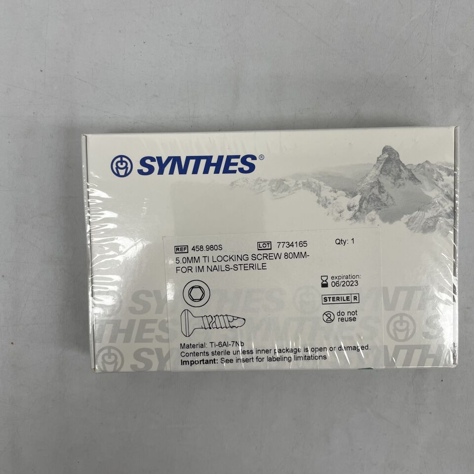 458.980S - SYNTHES - LOCKING SCREW, titanium, 5.0mm x 80mm FOR IM NAILS, (BX/1) - ( Expiry Date: 2023-06-30 )