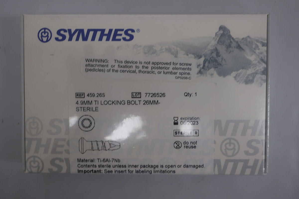459.26S - SYNTHES - LOCKING Bolt, titanium, 26mm x 4.9MM, (BX/1)