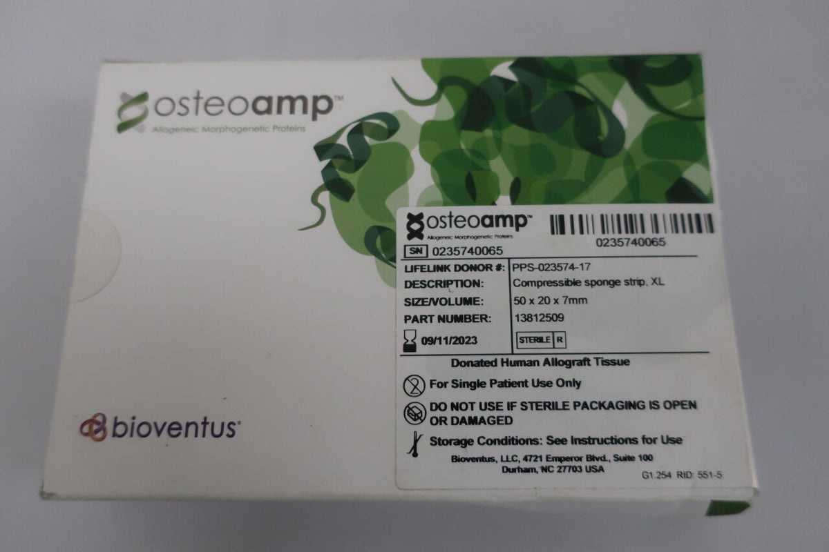 13812509 - BIOVENTUS - Osteoamp Donated Human Tissue Allograft, 50 x 20 x 7 mm, XL Compressible Sponge Strip, (BX/1)