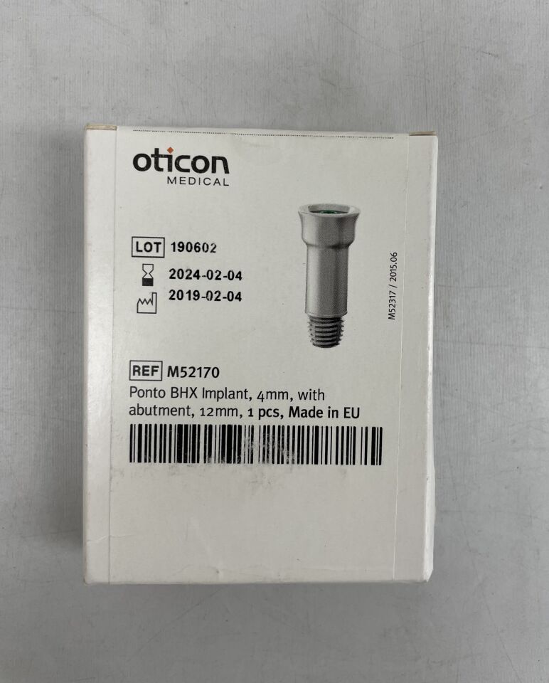 M52170 - OTICON - Ponto BHX Implant, 4 mm, with abutment, 12 mm, (BX/1) - ( Expiry Date: 2024-02-04 )