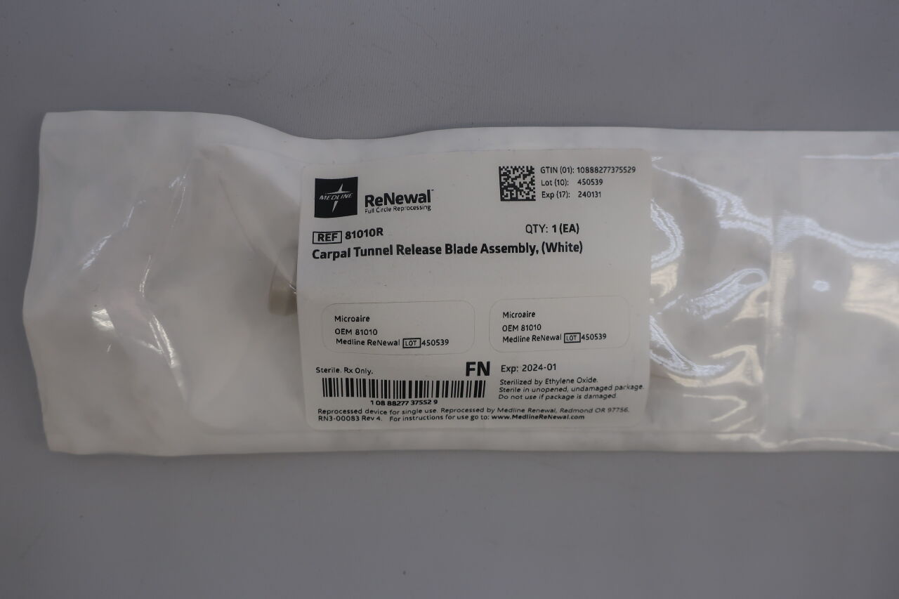 81010REP - MEDLINE - Reprocessed Microaire, Carpal Tunnel Release Blade Assembly, White, (EA) - ( Expiry Date: 2024-02-29 )