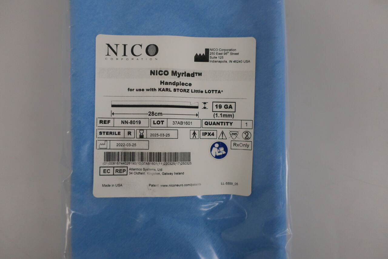 NN-8019 - NICO CORPORATION - Myriad Handpiece for use with Storz Little Lotta, 19 ga x 28 cm, (EA) - ( Expiry Date: 2024-05-05 )