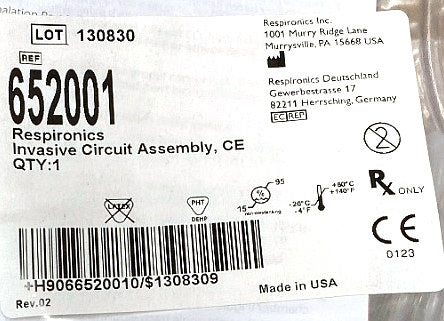 652001 - RESPIRONICS - Invasive circuit assembly, (EA/20)
