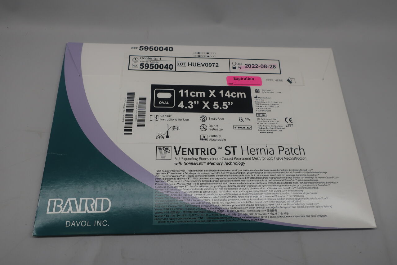 5950040 - DAVOL - Ventrio ST Hernia Patch, Medium Oval, 11cm x 14cm, (EA) - ( Expiry Date: 2023-11-28 )