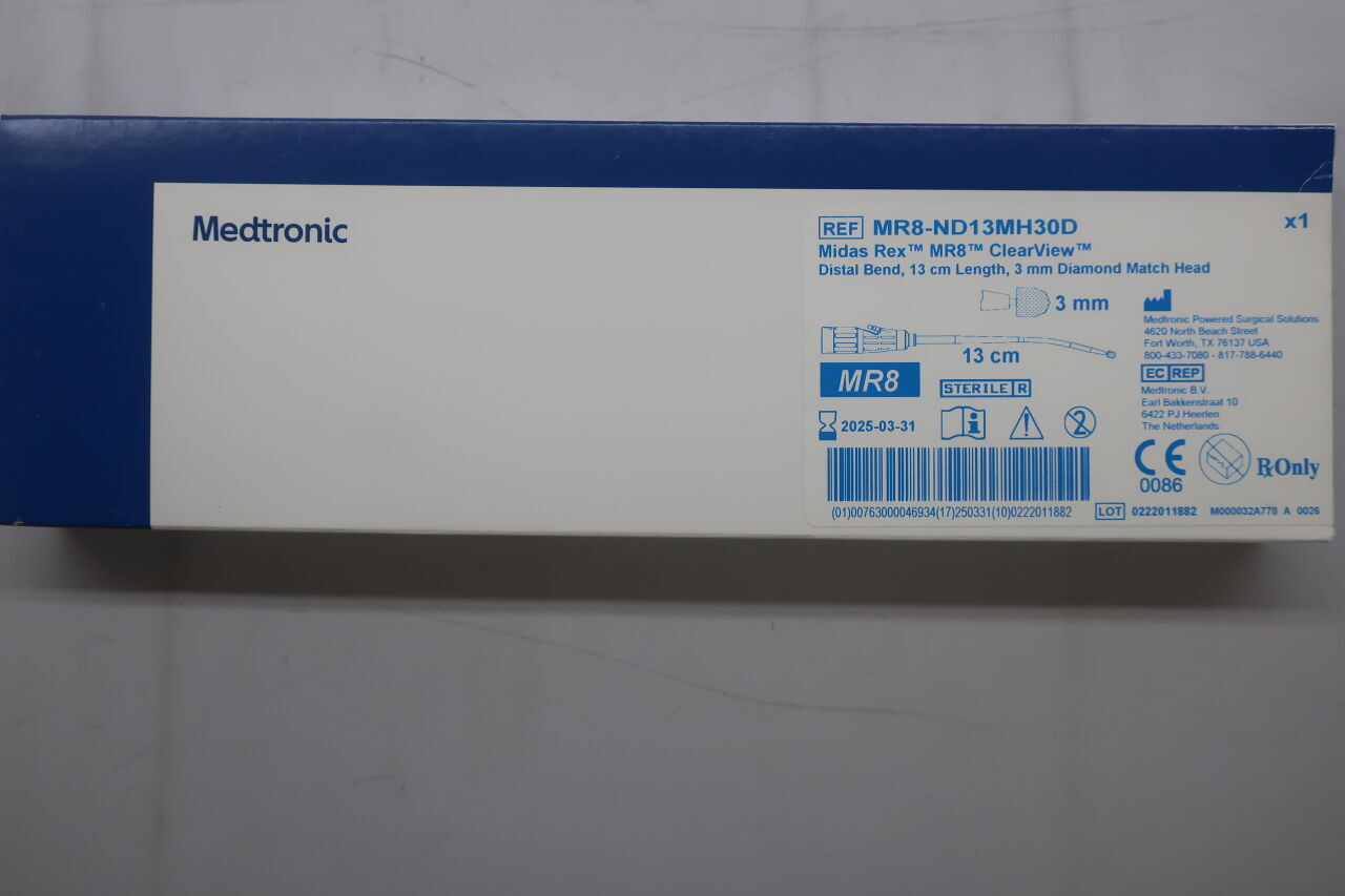 MR8-ND13MH30D  -  MEDTRONIC  -  midas rex mr8 clear view distal bend, 13 cm legnth, 3mm diamond match head  , ( BX/1 )  -  ( Expiry Date : 2025-03-31 )