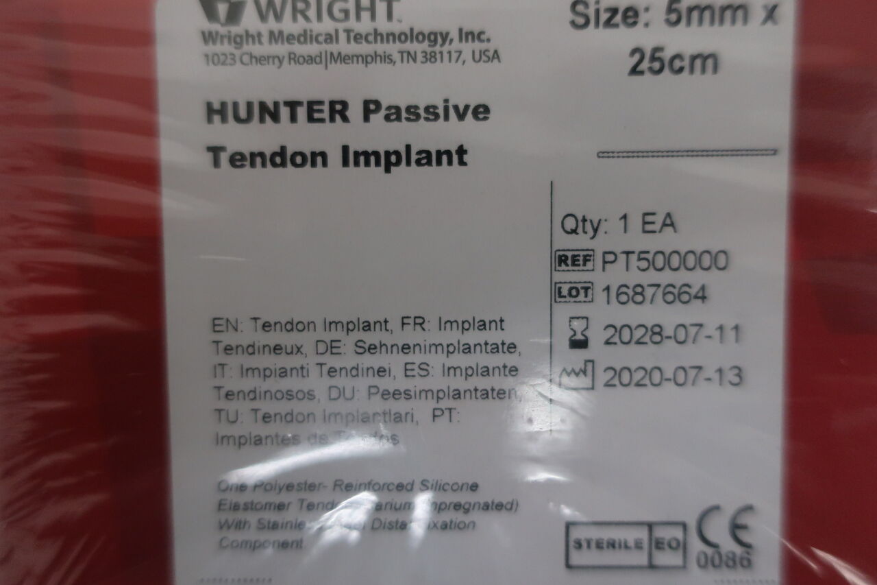 PT500000 - WRIGHT MEDICAL - Implante de tendón pasivo Hunter (5 mm x 25 cm) - (Fecha de caducidad: 11/07/2028)