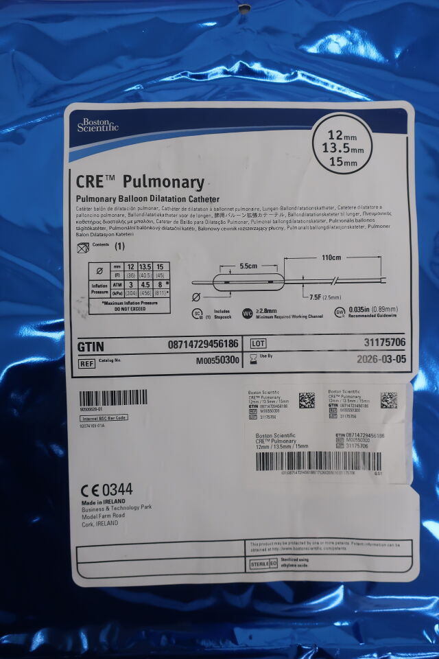 5030 - BOSTON SCIENTIFIC - catéter de dilatación pulmonar con balón de 12 mm, 13,5 mm y 15 mm (unidades) - (Fecha de caducidad: 05/03/2026)