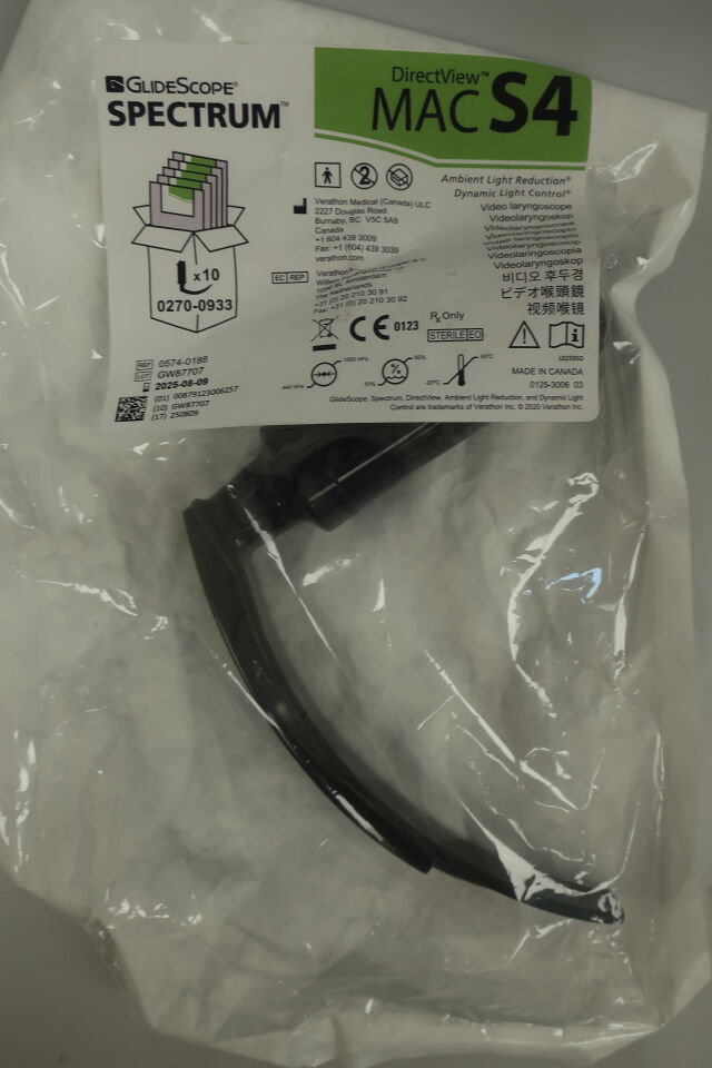 0574-0188 - VERATHON - glidescope spectrum directview macs4，（EA）-（到期日：2025-08-09）