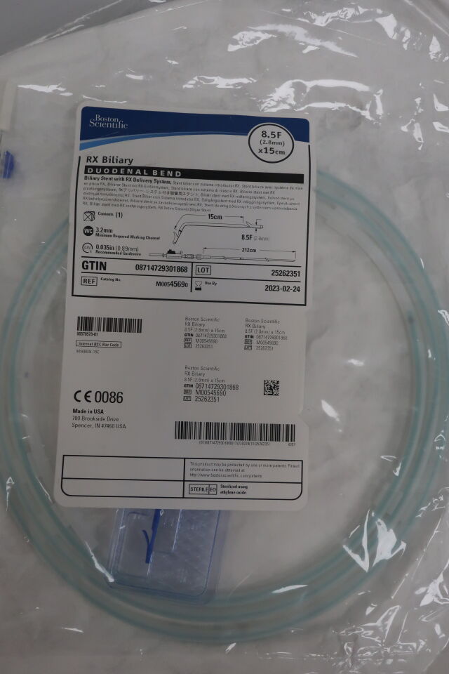 4569 - BOSTON SCIENTIFIC - RX Biliary Stent with RX Delivery System, Duodenal Bend, 8.5F x 15cm, () - ( Expiry Date: 2023-02-24 )