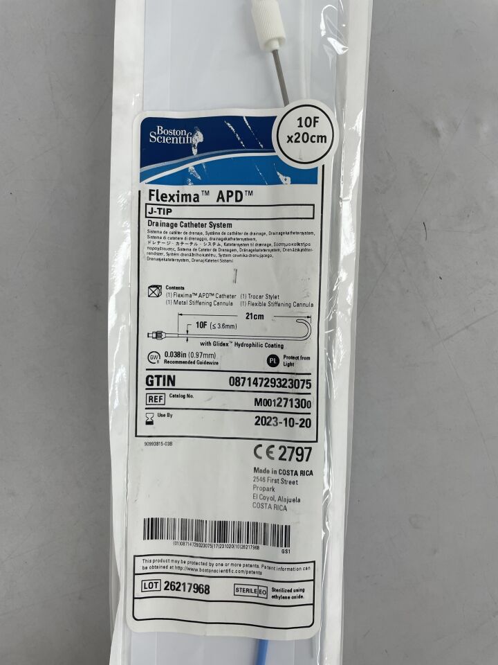 27130 - BOSTON SCIENTIFIC - Flexima APD Drainage Catheter System, J-Tip, 10F x 20cm, () - ( Expiry Date: 2023-10-20 )