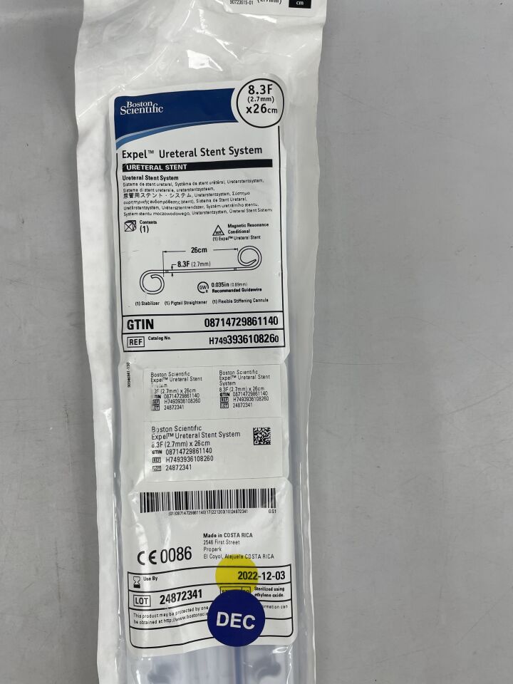 393610826 - BOSTON SCIENTIFIC - Expel Ureteral Stent System, 8.3F x 26cm, (EA) - ( Expiry Date: 2022-12-03 )