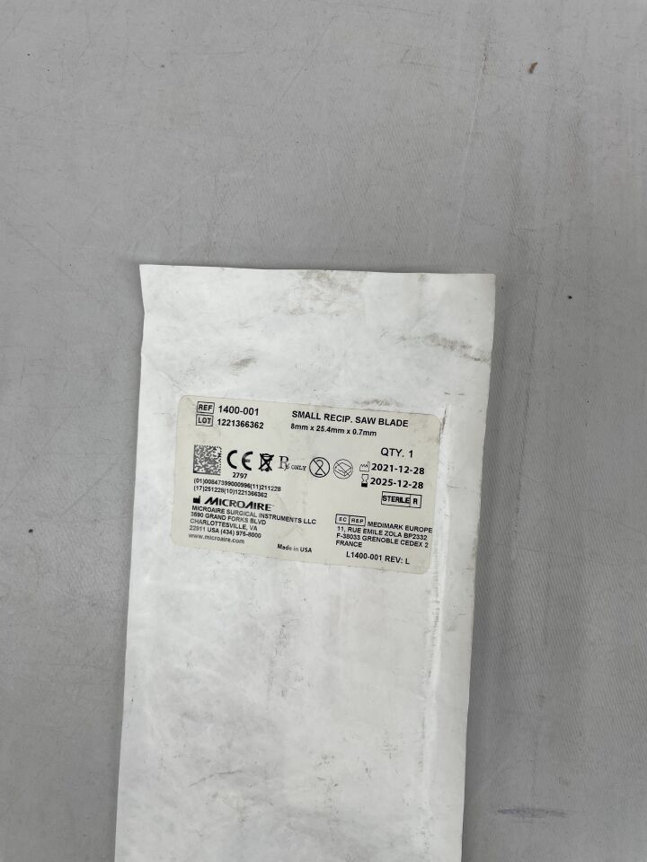 1400-001 - MICRO-AIRE - 小型往復鋸片，8mm x 25.4mm x 0.7mm，（EA）-（有效期至：2025-12-28）
