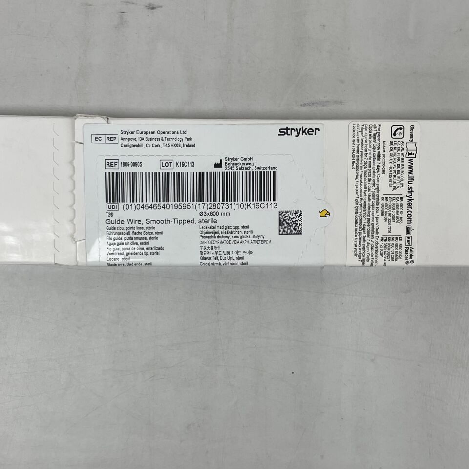 1806-0090S  -  STRYKER  -  Guide Wire, Smooth-Tipped,  3 dia. x 800 mm Length , ( BX/1 )  -  ( Expiry Date : 2028-07-31 )
