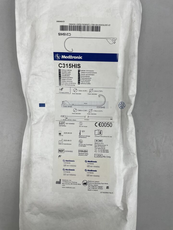 C315HIS  -  MEDTRONIC  -  Delivery catheter, 1.8mm ID, 2.4mm OD, 43cm length , ( EA )  -  ( Expiry Date : 2025-08-30 )