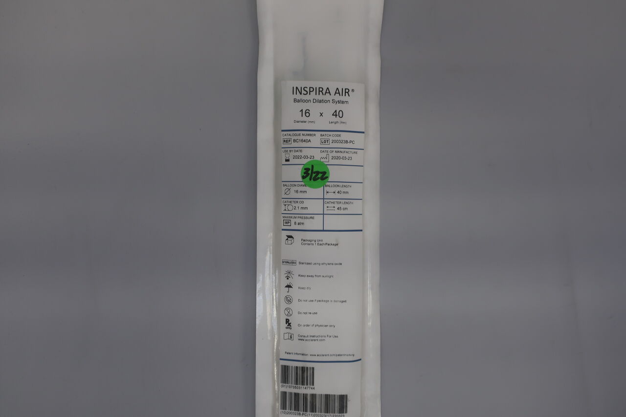 BC1640A - ACCLARENT - INSPIRA AIR BALLOON DILATION SYSTEM 16x40, (BX/5) - ( Expiry Date: 2024-01-12 )