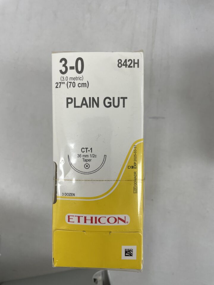 842H - ETHICON - 普通腸線，3-0號，27吋長，CT-1 36毫米 1/2圓錐，（BX/36）-（有效期：2025-03-31）