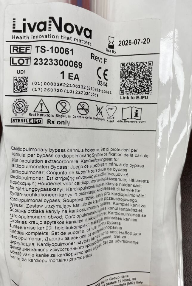 TS-10061 - LIVANOVA - 體外循環插管支架套裝，7吋長，（EA）-（有效期至：2026年7月20日）