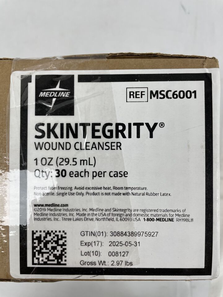 MSC6001 - MEDLINE - Limpiador de heridas Skintegrity, 1 oz (caja de 30) - (Fecha de caducidad: 31/05/2025)