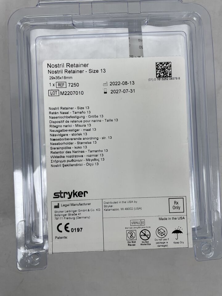 7250  -  STRYKER  -  Nostril Retainer, Size 13, 29x35x18mm , ( EA )  -  ( Expiry Date : 2027-07-31 )