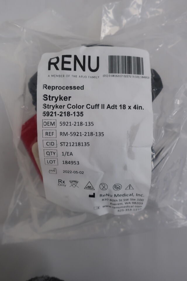 5921-218-135REP  -  STRYKER  -  Reprocessed Stryker, Color Cuff II Tourniquet Adt 18 x 4" , ( EA )  -  ( Expiry Date : 2099-01-01 )