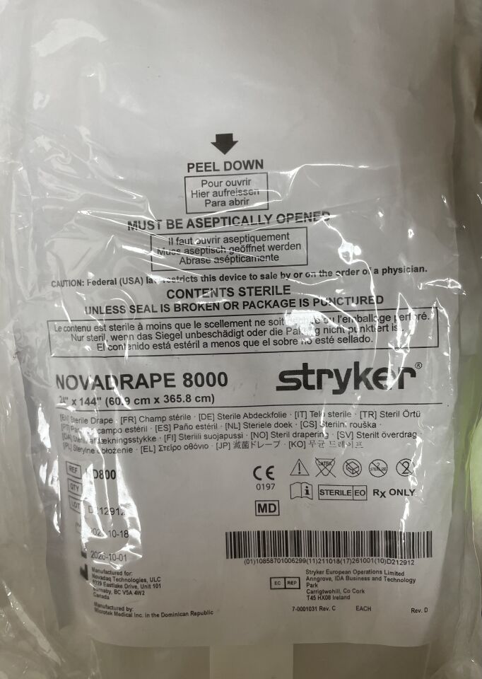 ND8000  -  STRYKER  -  Novadrape 8000, 24 inch x 144 inch , ( EA )  -  ( Expiry Date : 2026-11-01 )