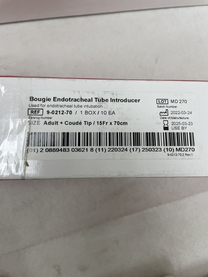 9-0212-70  -  SUNMED  -  Bougie Endotracheal Introducer, 15 Fr. X 70 cm, 6 to 11 mm Tube, Adult , ( BX/10 )  -  ( Expiry Date : 2025-03-23 )