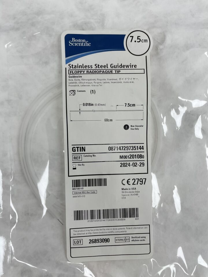 20108 - BOSTON SCIENTIFIC - Stainless Steel Guidewire, Floppy Radioplaque Tip, 7.5cm, (EA) - ( Expiry Date: 2024-02-29 )