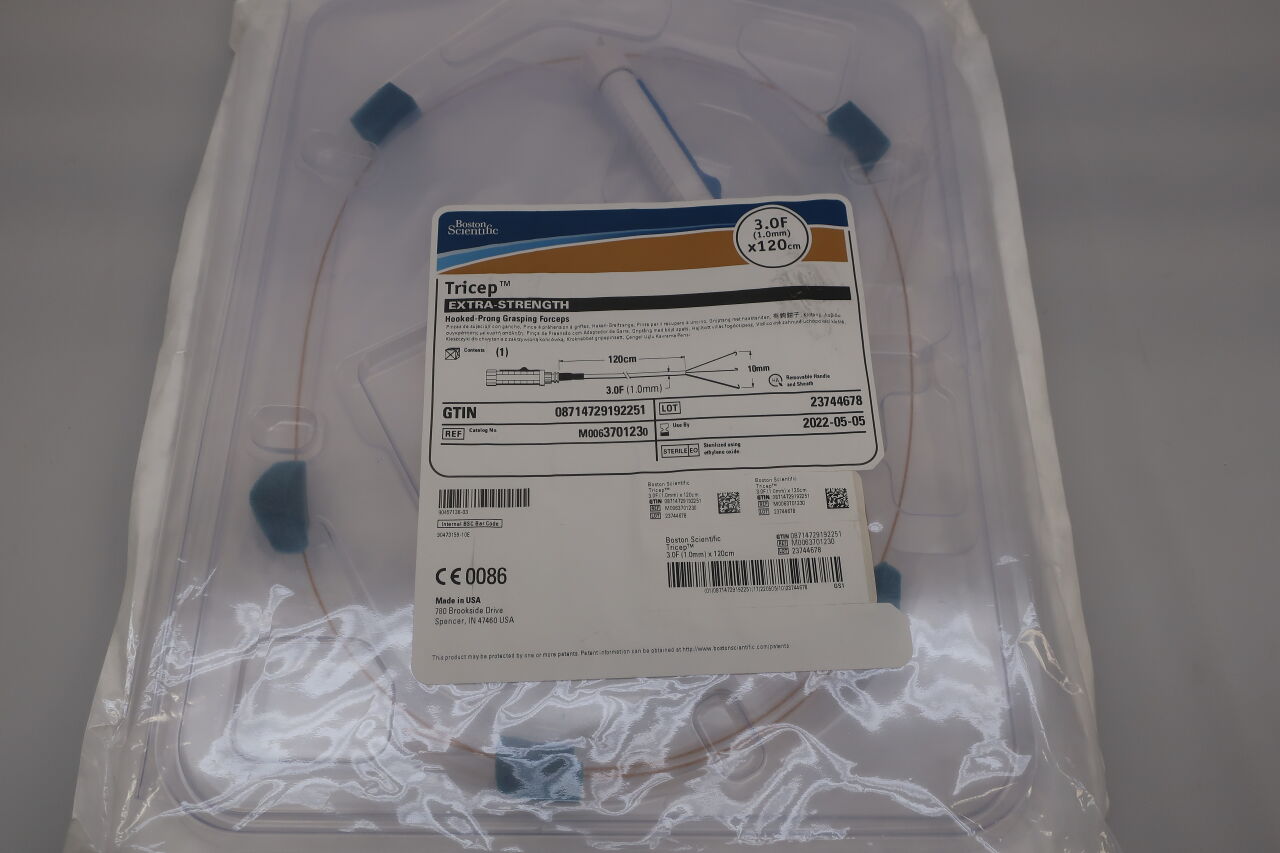 370123 - BOSTON SCIENTIFIC - Tricep Extra-Strength Hooked-Prong Grasping Forceps, 3.0F x 120cm, (EA) - ( Expiry Date: 2022-01-01 )