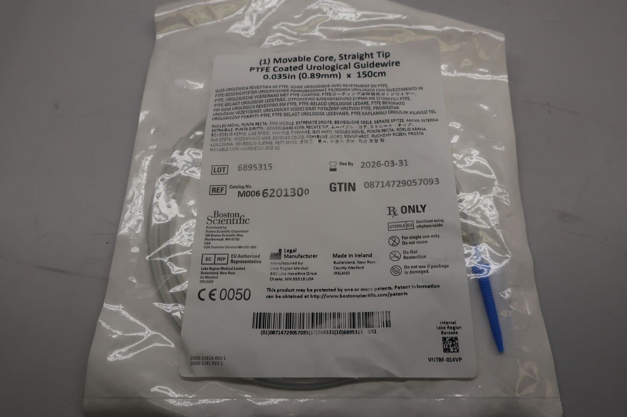 620130 - BOSTON SCIENTIFIC - ptfe coated urological guidewire, (1) movable core, straight tip, 0.035" (0.89mm) x 150cm
, () - ( Expiry Date: 2024-02-29 )