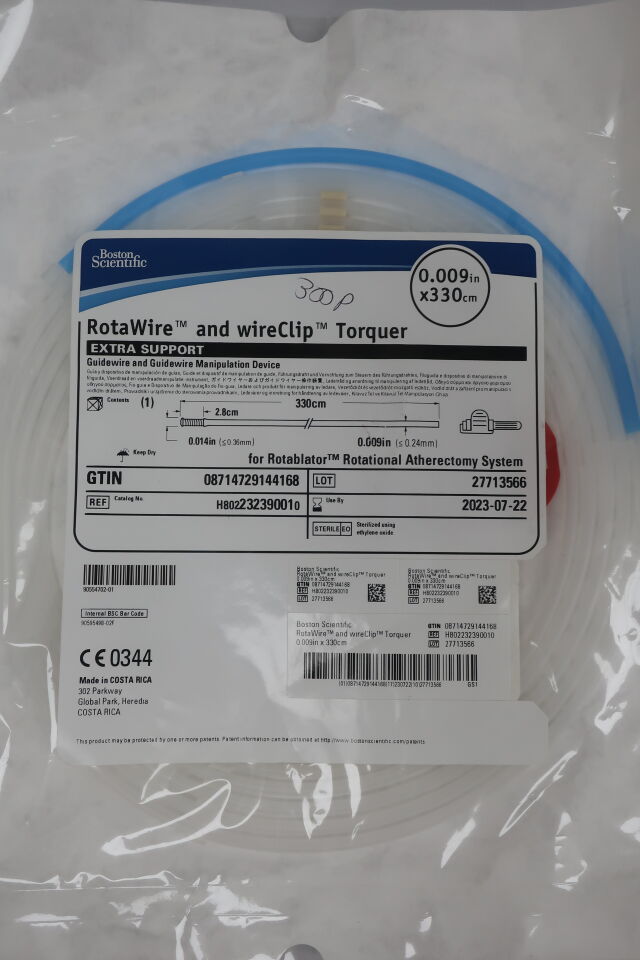 23239001 - BOSTON SCIENTIFIC - RotaWire Extra Support Guidewire with WireClip Torquer, 0.009 in. dia. x 330 cm Length, (EA) - ( Expiry Date: 2022-07-02 )