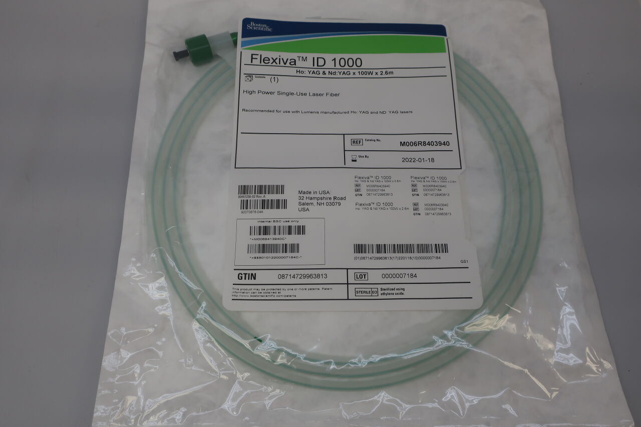R840394 - BOSTON SCIENTIFIC - Flexiva ID 100 High Power Laser Fiber, Ho: YAG & Nd: YAG x 100W x 2.6m, (EA) - ( Expiry Date: 2023-08-19 )