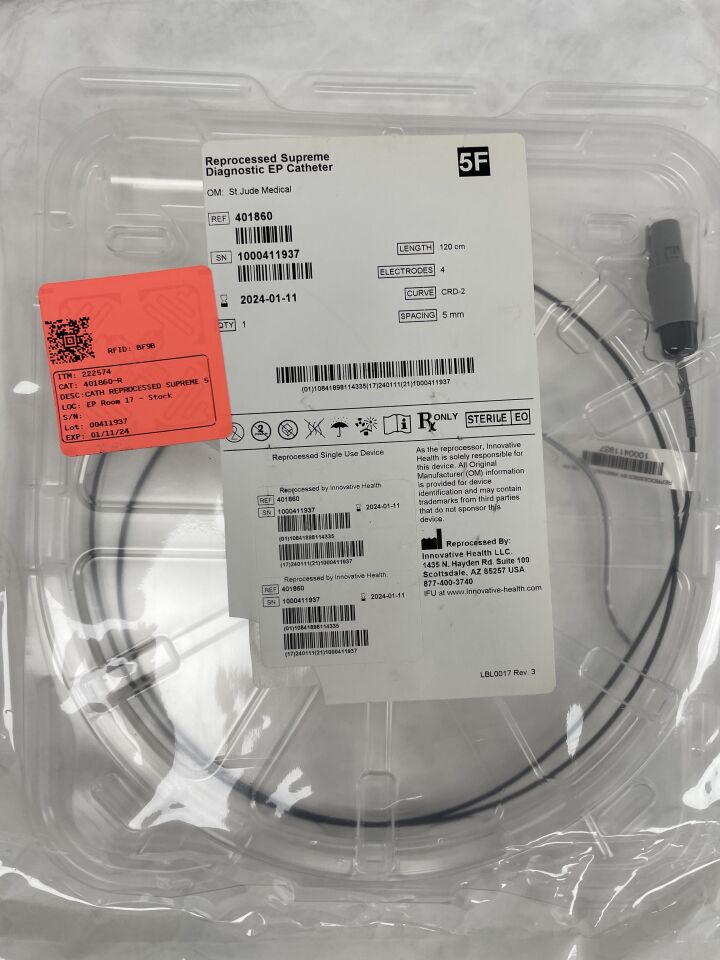 401860REP - INNOVATIVE HEALTH - Reprocessed St. Jude Medical, Supreme Diagnostic EP Catheter, 5F, (EA) - ( Expiry Date: 2024-01-11 )