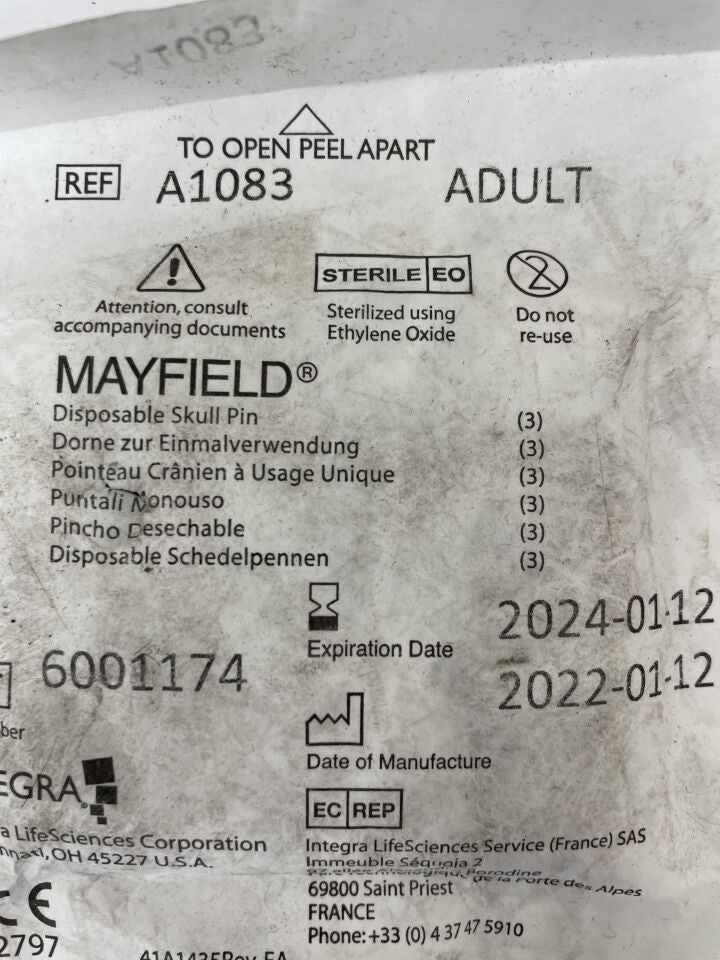 A1083 - INTEGRA - Mayfield Skull Pin, Stainless Steel, (EA) - ( Expiry Date: 2024-01-12 )