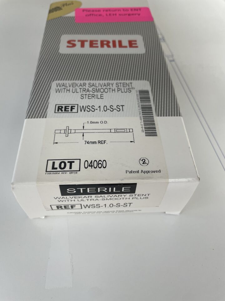 WSS-1.0-S-ST - HOOD - Walvekar Salivary Stent with Ultra-Smooth Plus, 1.00OD x 74mm, (BX/1) - ( Expiry Date: 2022-02-25 )
