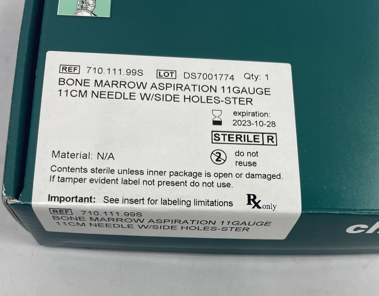 710.111.99S - SYNTHES - Bone Marrow Aspiration 11Ga x 11cm NEEDLE with SIDE HOLES, (BX/1) - ( Expiry Date: 2023-10-28 )