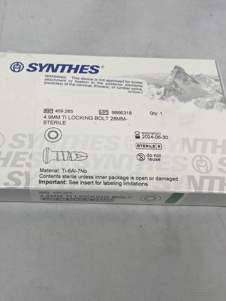 459.28S - SYNTHES - 4.9mm ti locking bolt 28mm- sterile, (BX/1) - ( Expiry Date: 2024-06-30 )
