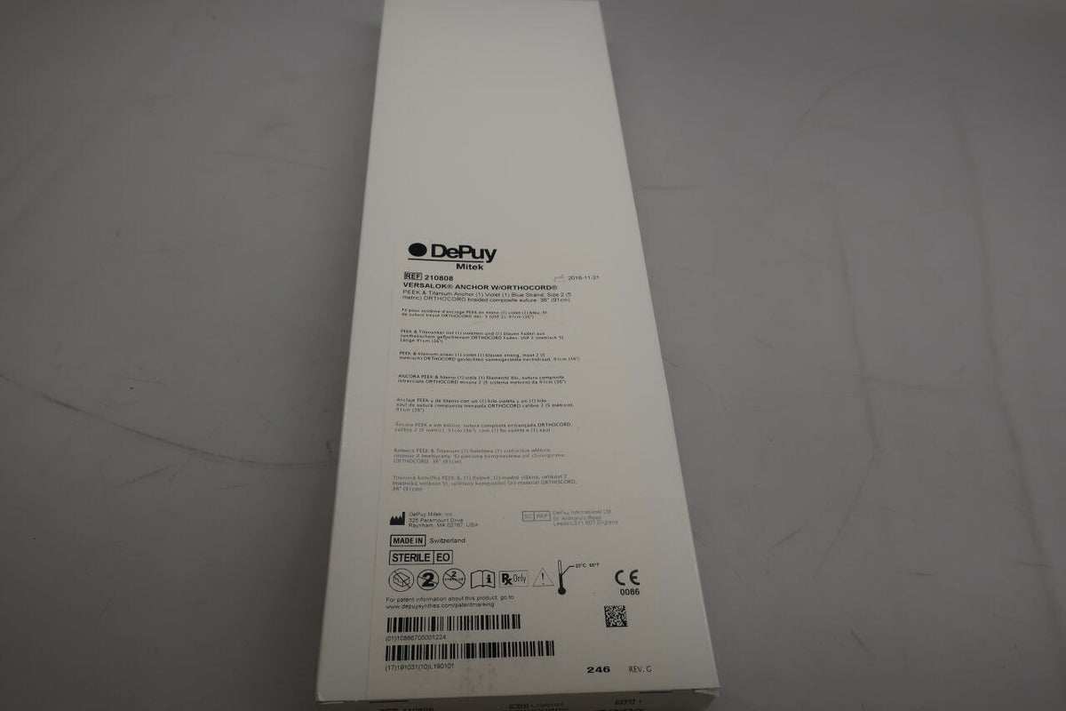 210808 - DEPUY - Versalok PEEK and Titanium Suture Anchor with Orthocord Suture, ()